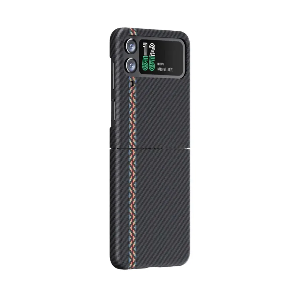 Carbon Fiber Phone Case For Samsung Galaxy Z Flip5 Flip4 Flip3 5G Flip Plain Cover Business Anti Fall Drop SJK487 Laudtec manufacture