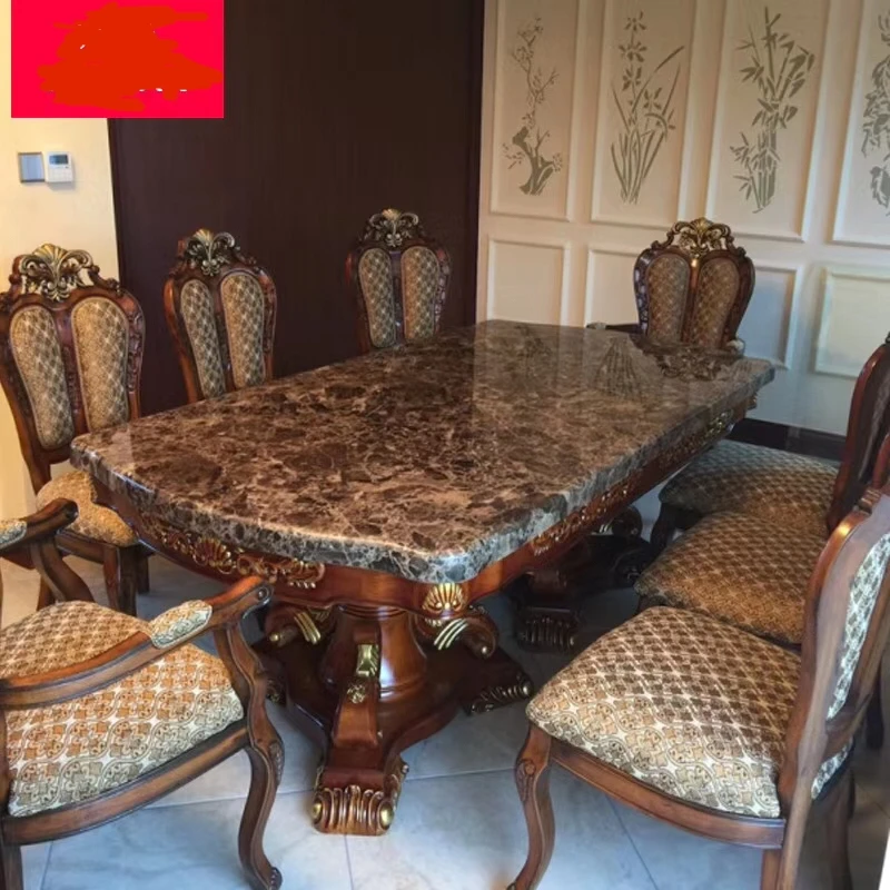 Rectangle Artificial Marble Dining Table Room Furniture Dining Table With Chair Sets