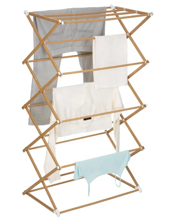 4 Tier Cloth Dryer Rack for Towels and Clothes Shoes Foldable Standing Clothes Drying Line 14M