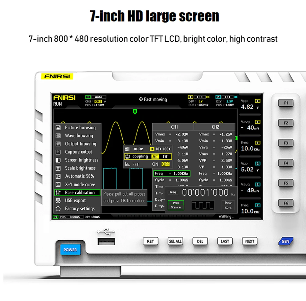 1014D Digital Oscilloscope Storage 100MHz Dual Channel Signal Generator For FNIRSI