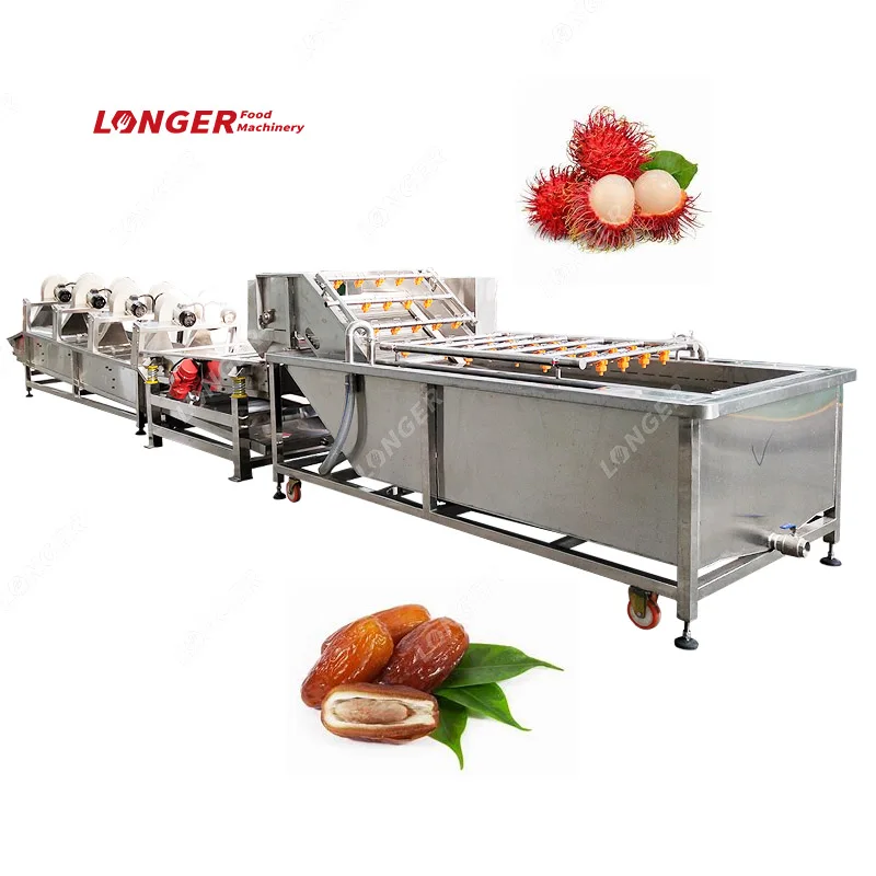Industrial Rambutan Washing Sorting Drying Machine Clean Date Wash and Dry Production Line