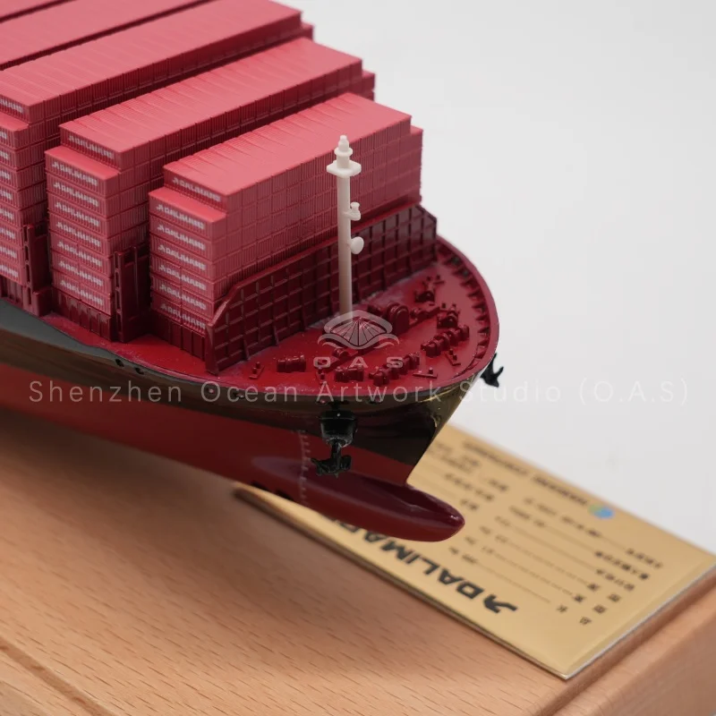 This container ship model is a highly simulation scale replica designed for major shipping lines. Fully customized with logo, ship name, color and livery to match your brand. Made with premium materials and exquisite craftsmanship, realistic hull, deck and container details. Ideal as office ornament, business gift, exhibition display and corporate souvenir. Stable quality, supports small batch customization, perfect for shipping, logistics and freight forwarding enterprises.Amber@vesselmodel.com Tel: +86 18038048785
