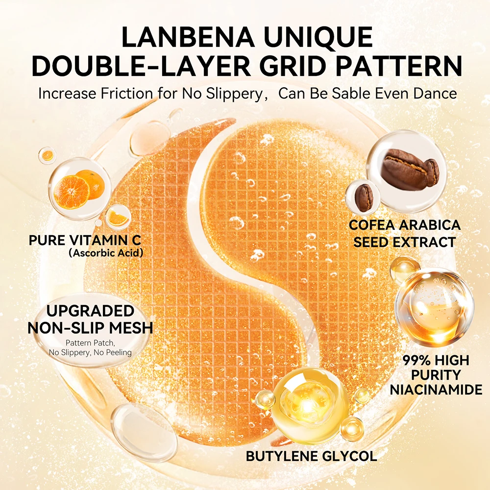LANBENA Wholesale Vitamin C Moisturizing Whitening Remove Dark Circles Hydrogel Eye Patches