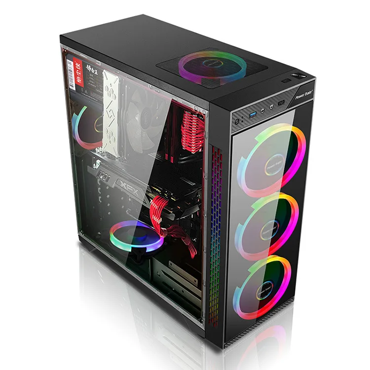 Комп повер. Case for PC AEROCOOL Quantum ARGB Mid Tower RGB Fan x 3-USB3.0. Игровой корпус MICROATX разноцветный. Плита Power Boost.