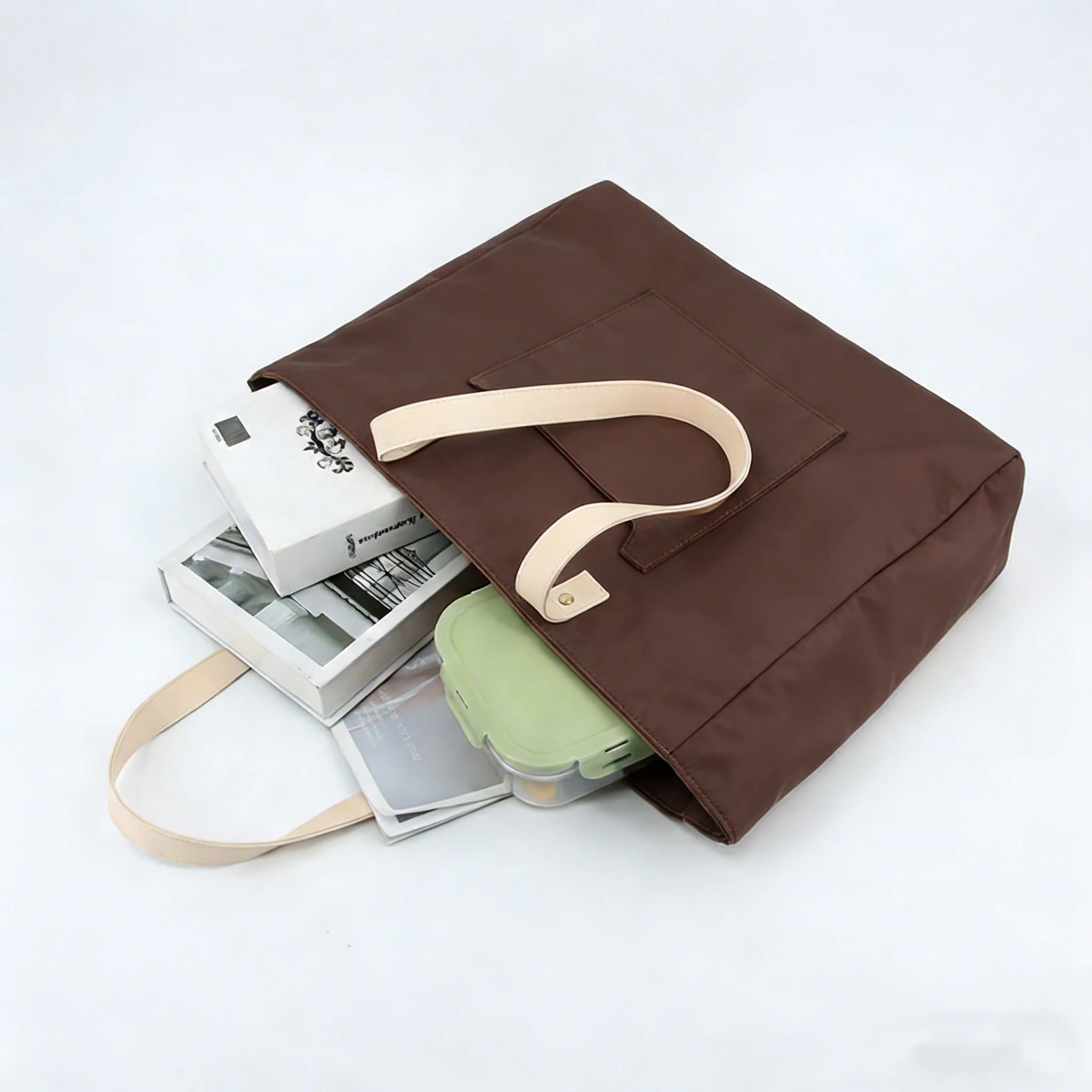 product customized waterproof beach style womens stylish reusable nylon shopping tote bags with logo printed-2