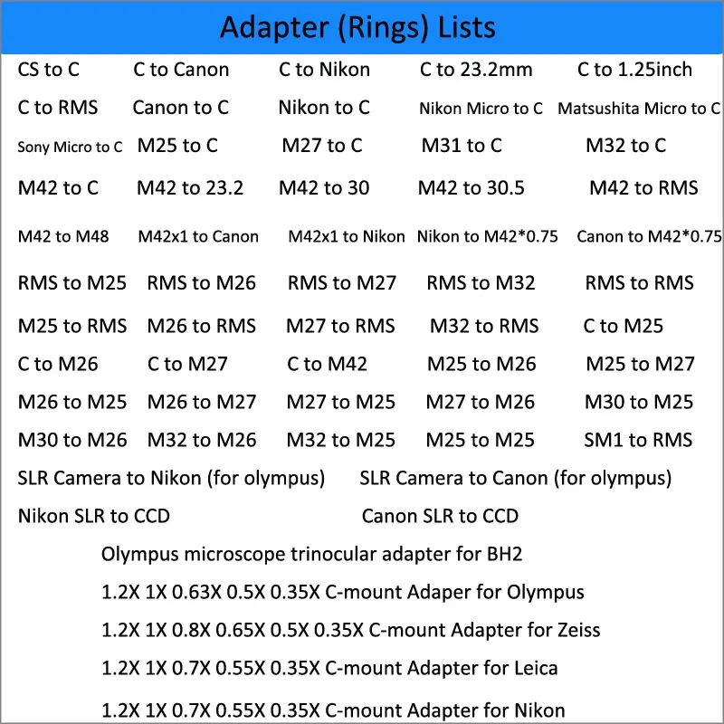 Microscope C Mount DSLR Camera Lens Adapter for Canon EOS EF Nikon F-mount