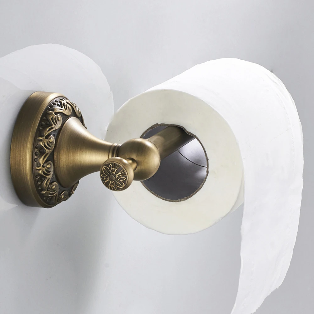 GOLD VICTORIAN STYLE SOLID BRASS BATHROOM TOILET ROLL PAPER HOLDER WITH FLAP 