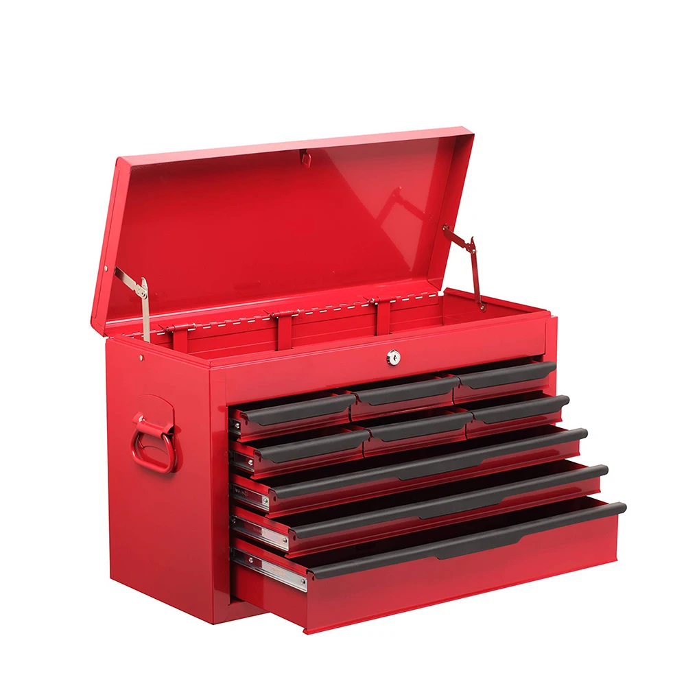 9 Drawer Extra Thick High Quality Professional Tool Storage Box Red with Handle Lock details