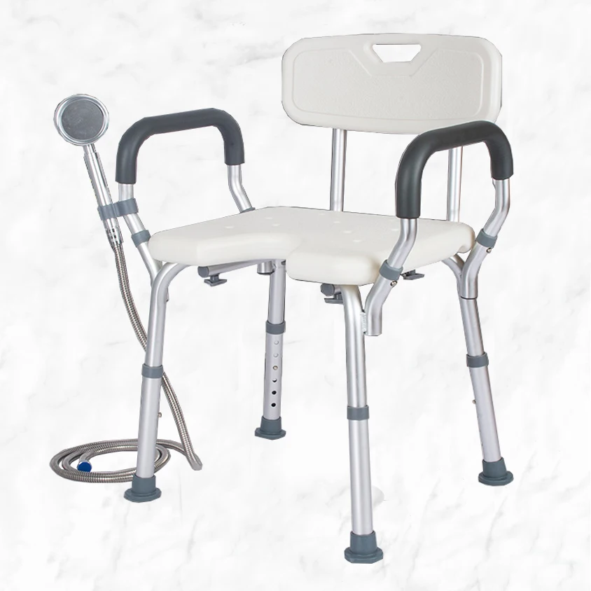 Aluminium clean shower chair adjustable mobile shower chair for disabled