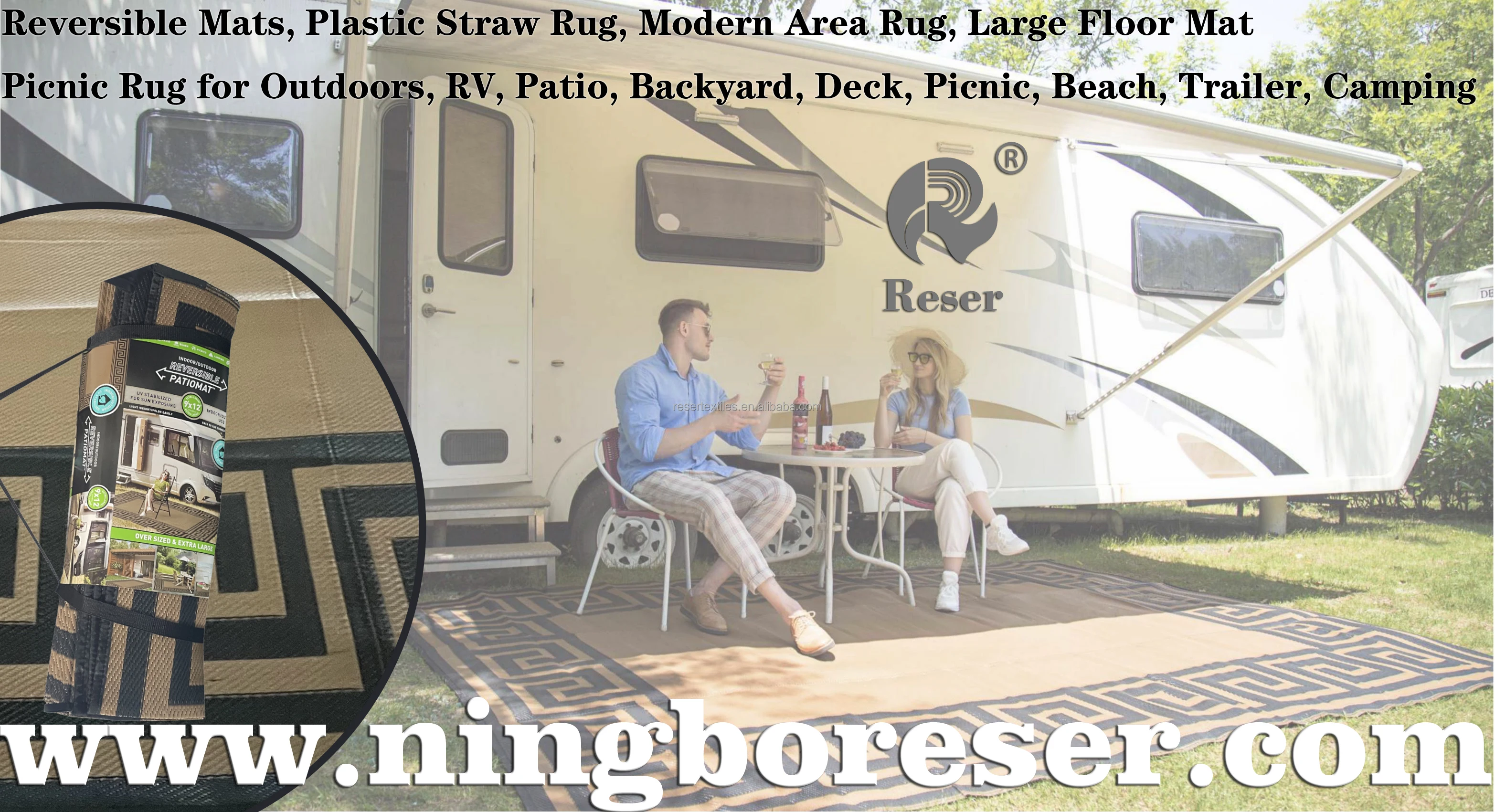 PP Handy Strap for Picnics RV Outings Weather-Resistant -Proof Beach Mat for Summer Accessory