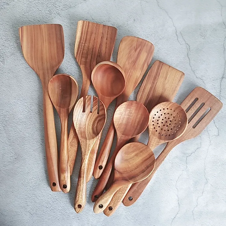Wooden Kitchen Utensils Set Nonstick Pan Gift Wooden Spoons For