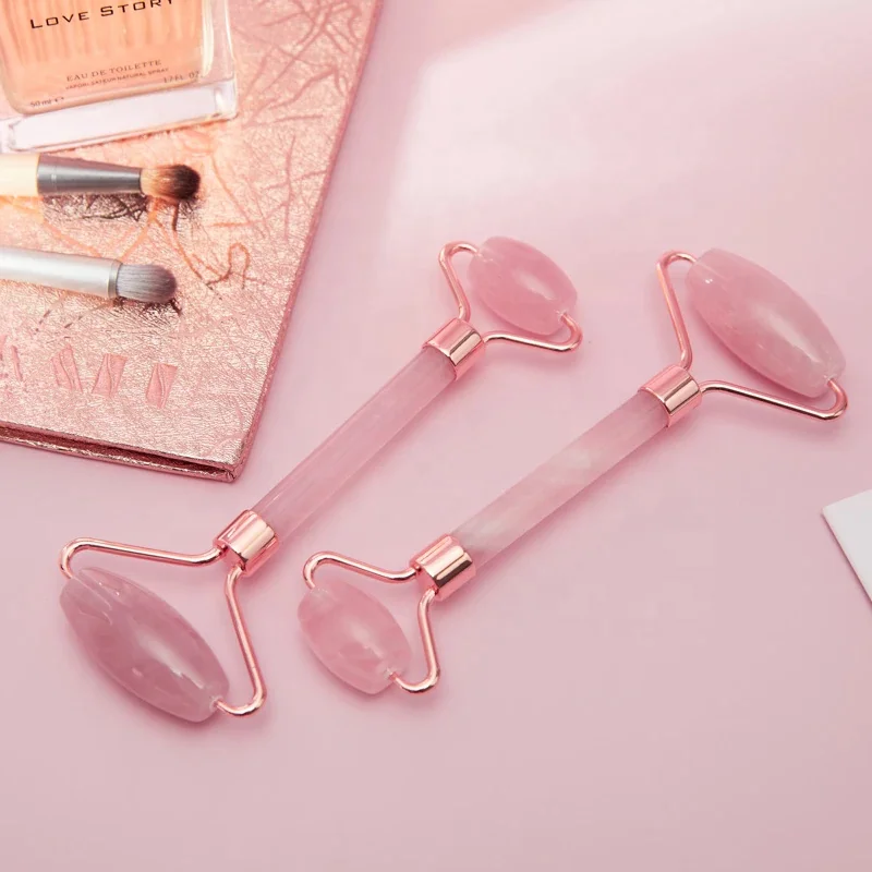 OEM Wholesale High Quality Private Label Beauty Gua Sha Set Natural Pink Rose Quartz and Jade Roller Made From Stone Material