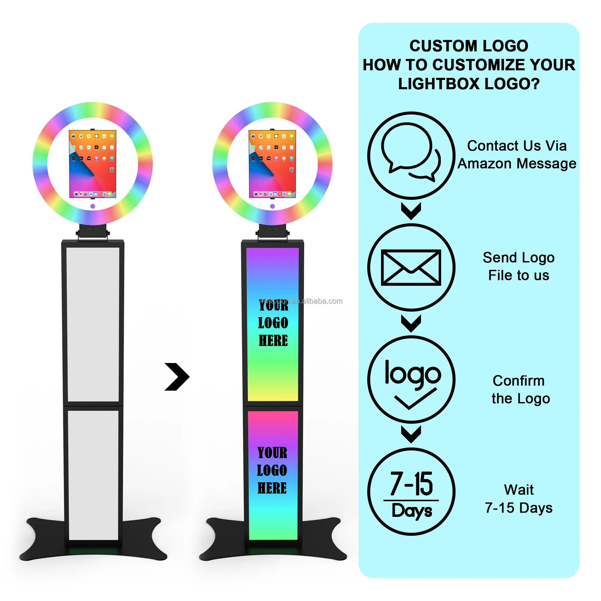 Led Ring Pattern Photo Booth Led Ring Light Touch Photo Booths System for 9.7-12.9