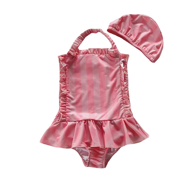 Лидер продаж детский купальный костюм купальник для маленьких девочек + повязка на голову с принтом пончиков от 0 до 2