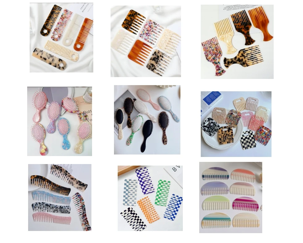 Saiyii Custom Logo Summer Color Wide Tooth Hair Comb Cellulose Acetate