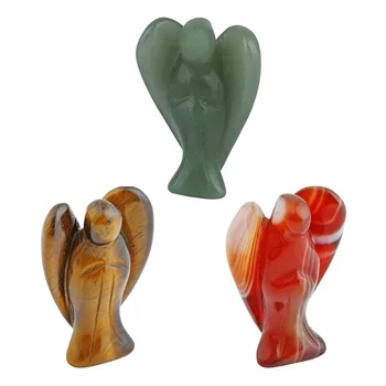 Crystal Guardian Angel Figurines Carved Pocket Angel Statues Peace Angel for Living Room