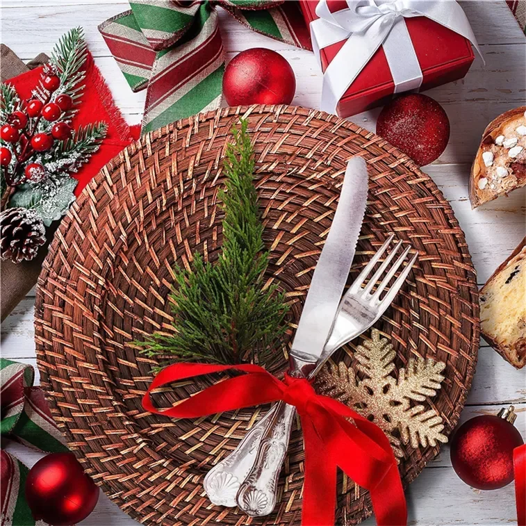 Wedding Table Decorative Rattan Round Under Charger Plates Wicker