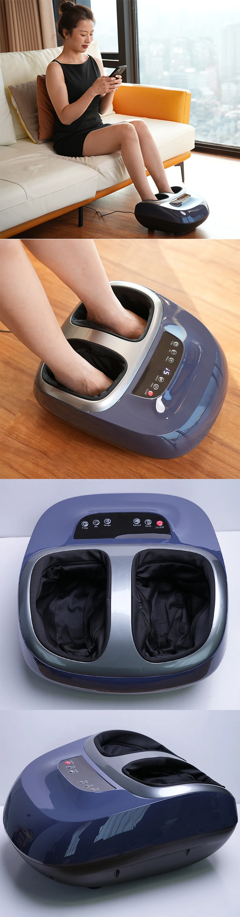 product 2025 heating infrared vibration air compression kneading electric roller deep kneading shiatsu massager foot kneading machine-1