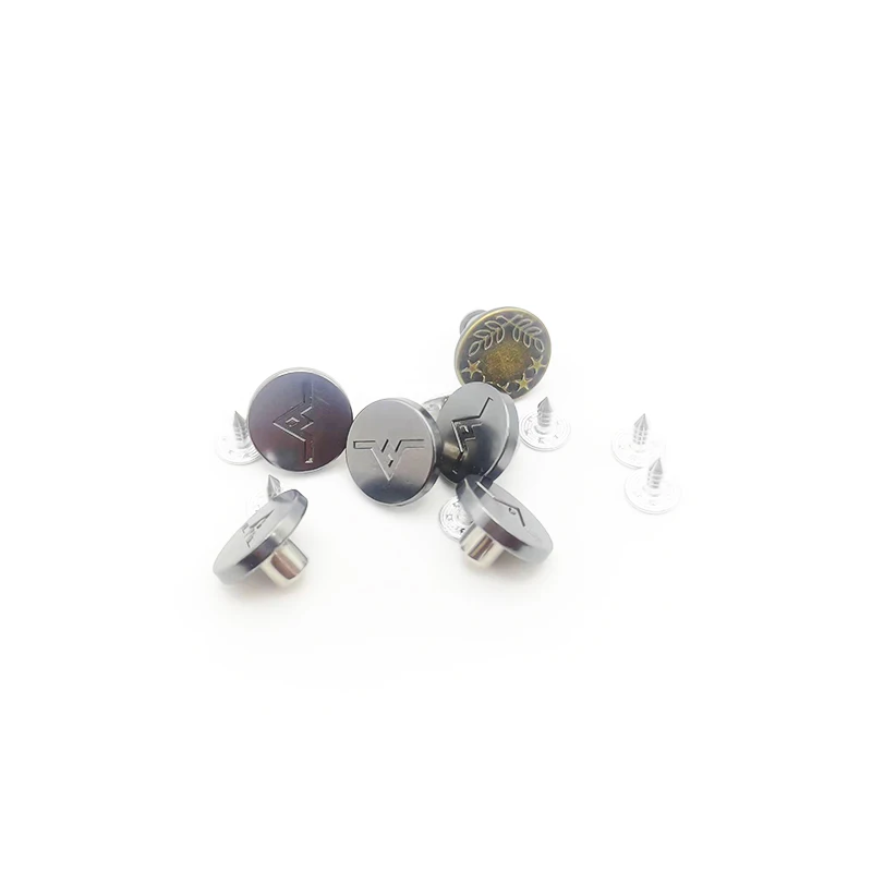 CUSTOM High Quality Metal Button for Denim Jacket 17mm Great Alloy Button for Skirt Jeans Embossed Logo Pop Brass Vintage