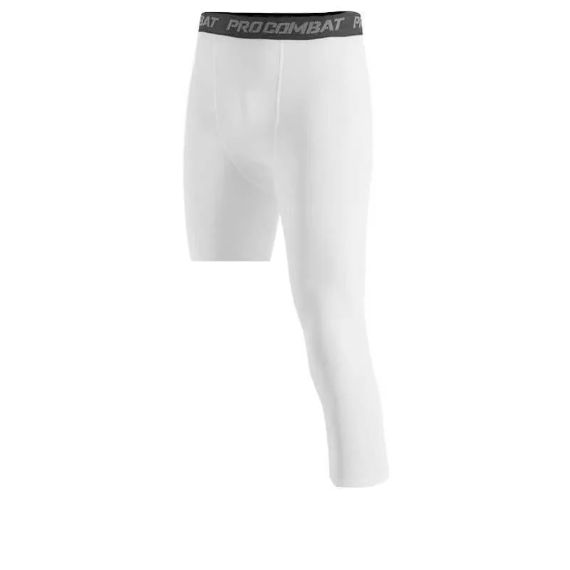 Sports One Leg 3/4 Fiess pants sweat-absorbing breathable Outdoor basketball Men's fiess training pants535_voghion.com