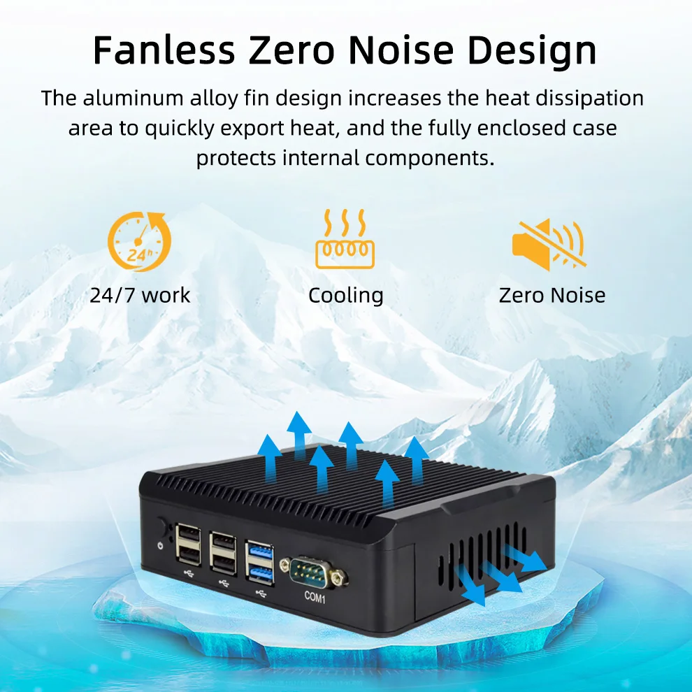 YCTipc Industrial Fanless Aluminum IPC Quad Core N5095 N2940 N2840 Win11 Dual LAN RS232 Linux Mini Computer
