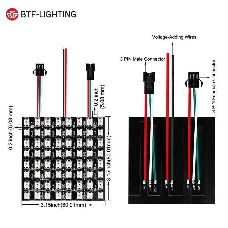 DC5V WS2812B 8x8 16x16 8x32 Программируемый светодиод RGB полноцветный цифровой индивидуально адресуемый светодиодный матричный дисплей
