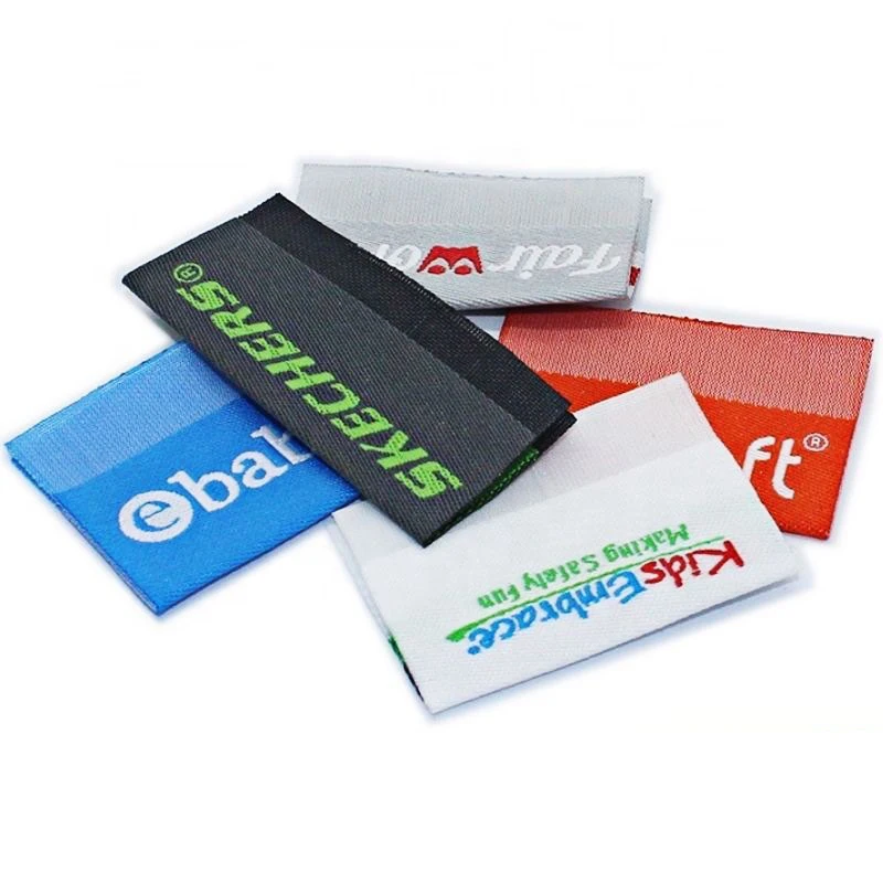 Low Moq Custom High Density Logo Garment Label Neck Satin Woven Silk Labels for Clothing