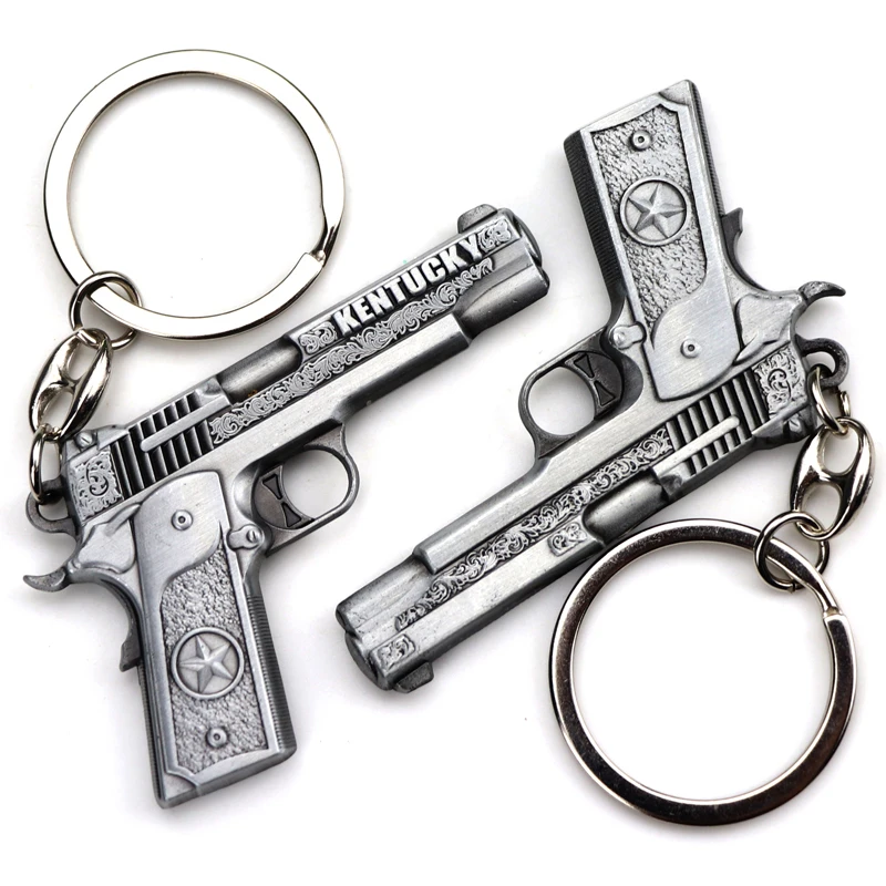 新しいデザイン特別ギフト亜鉛合金材料金属銃キーホルダーお土産
