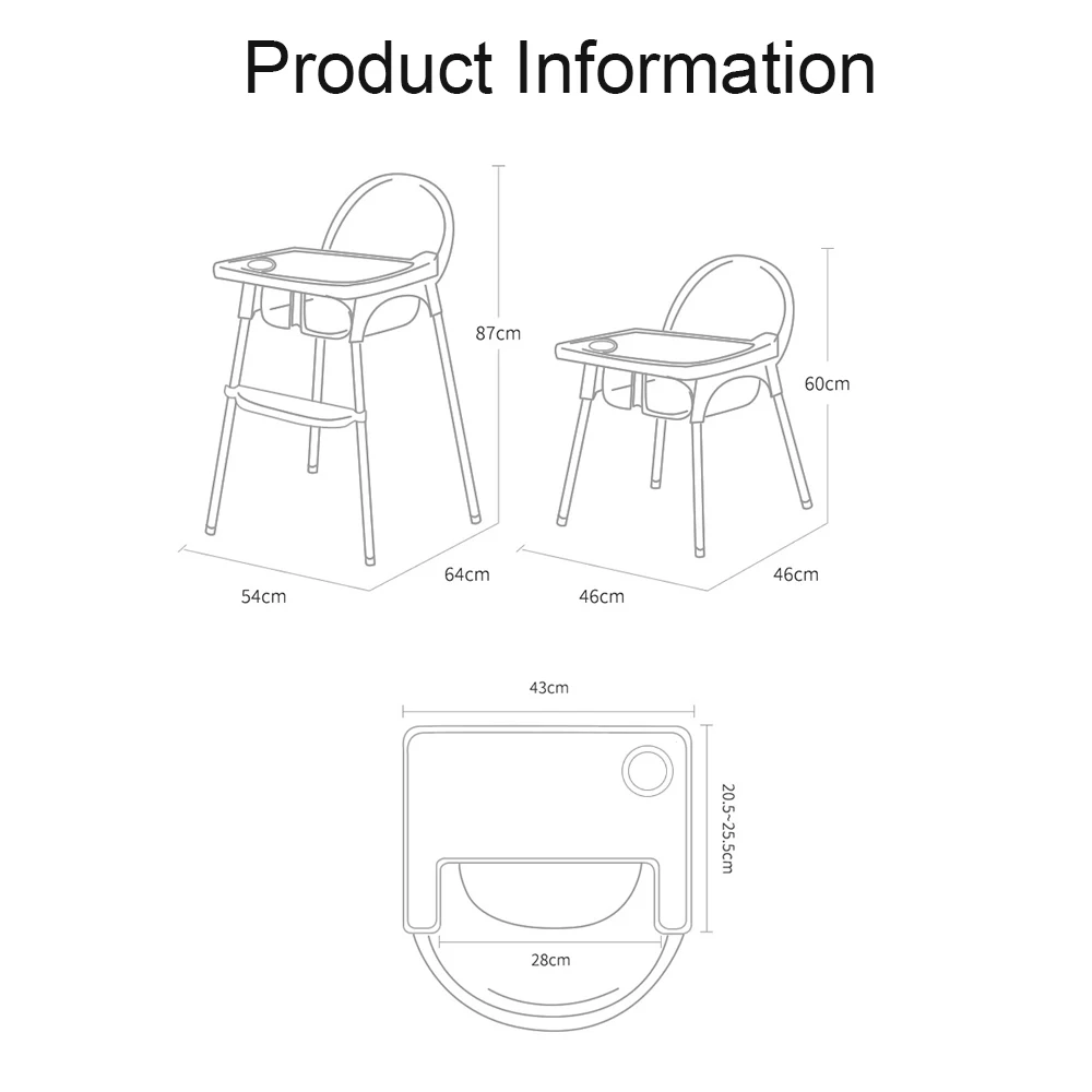 Dining Baby Feeding High Chair With Tray Safety Belt For Restaurants
