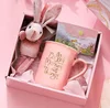 pink Alphabet cup bunny pendant card