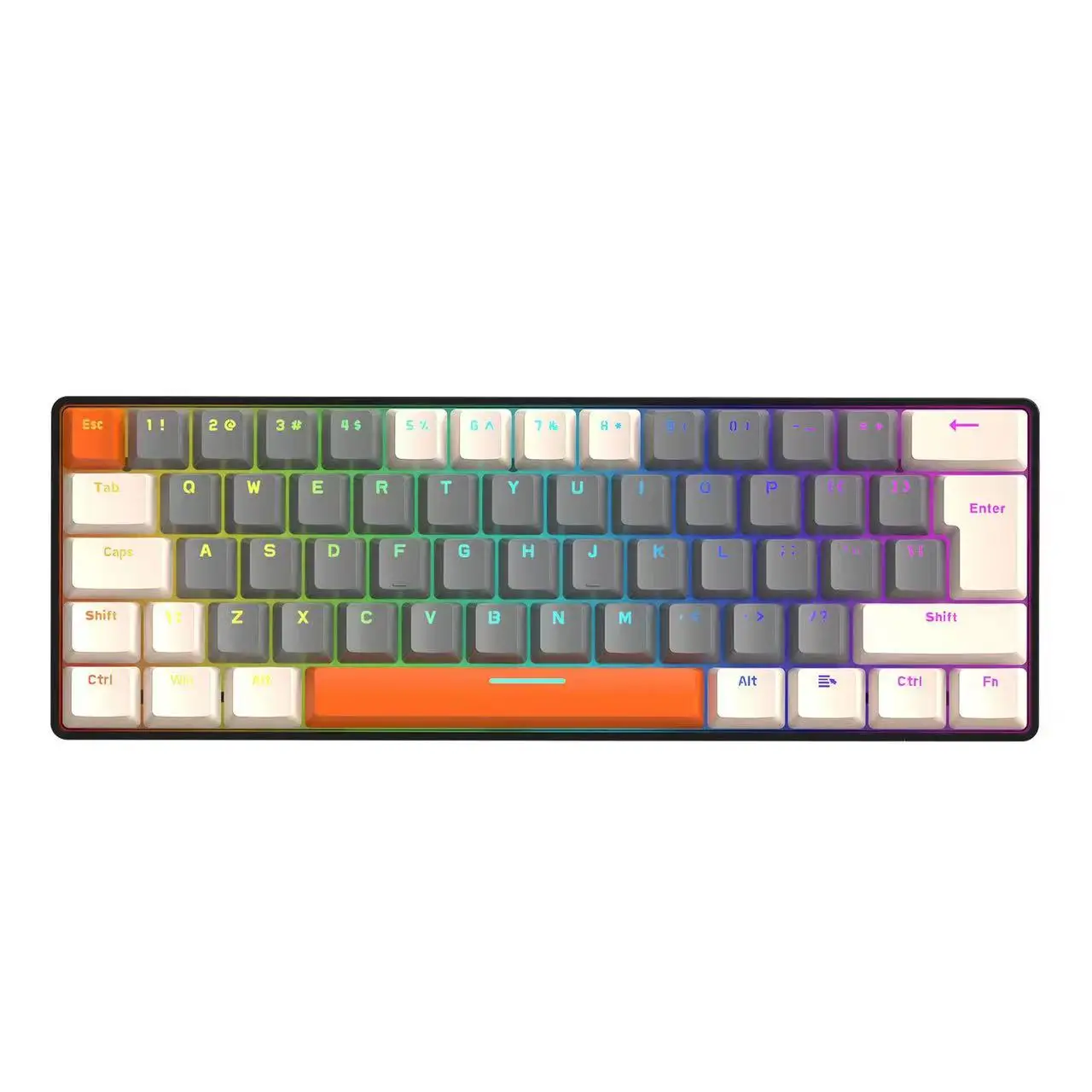 T60 Gaming Mechanical Keyboard 62 Mix Keys Color Backlight Typec Wired