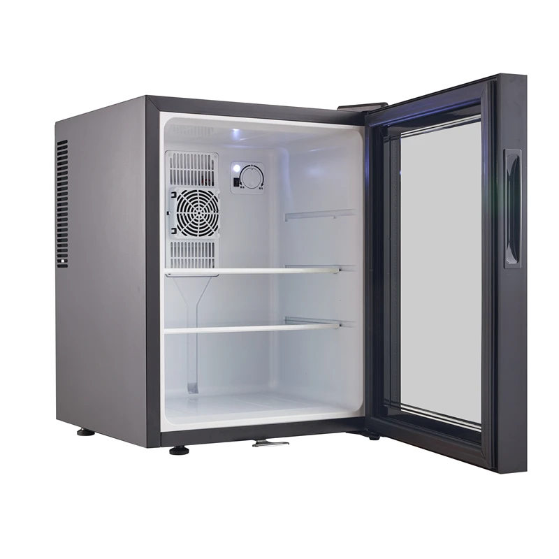 Мини-холодильник на 40 л, стеклянная дверь, черный холодильник для отеля