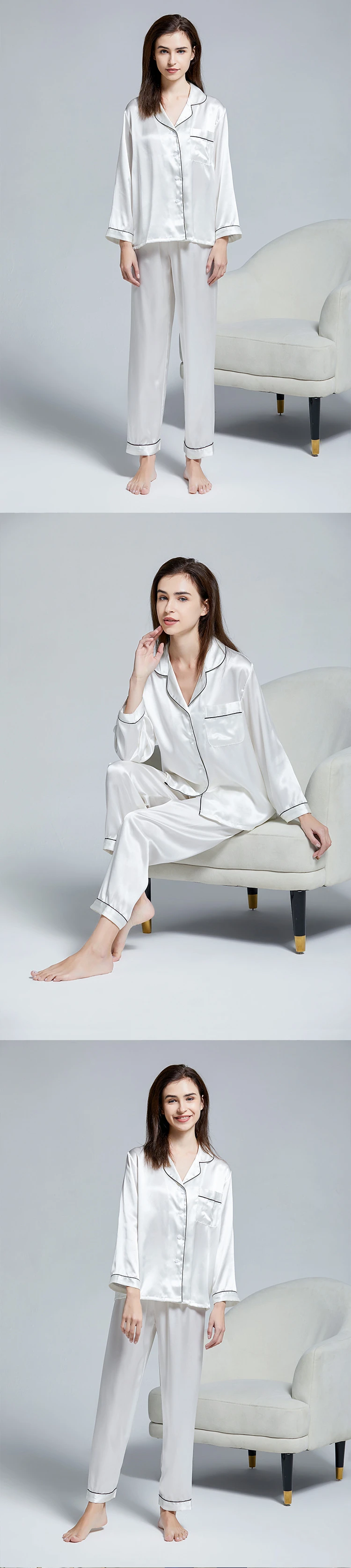 Women's Mulberry Silk Pajama Set Black