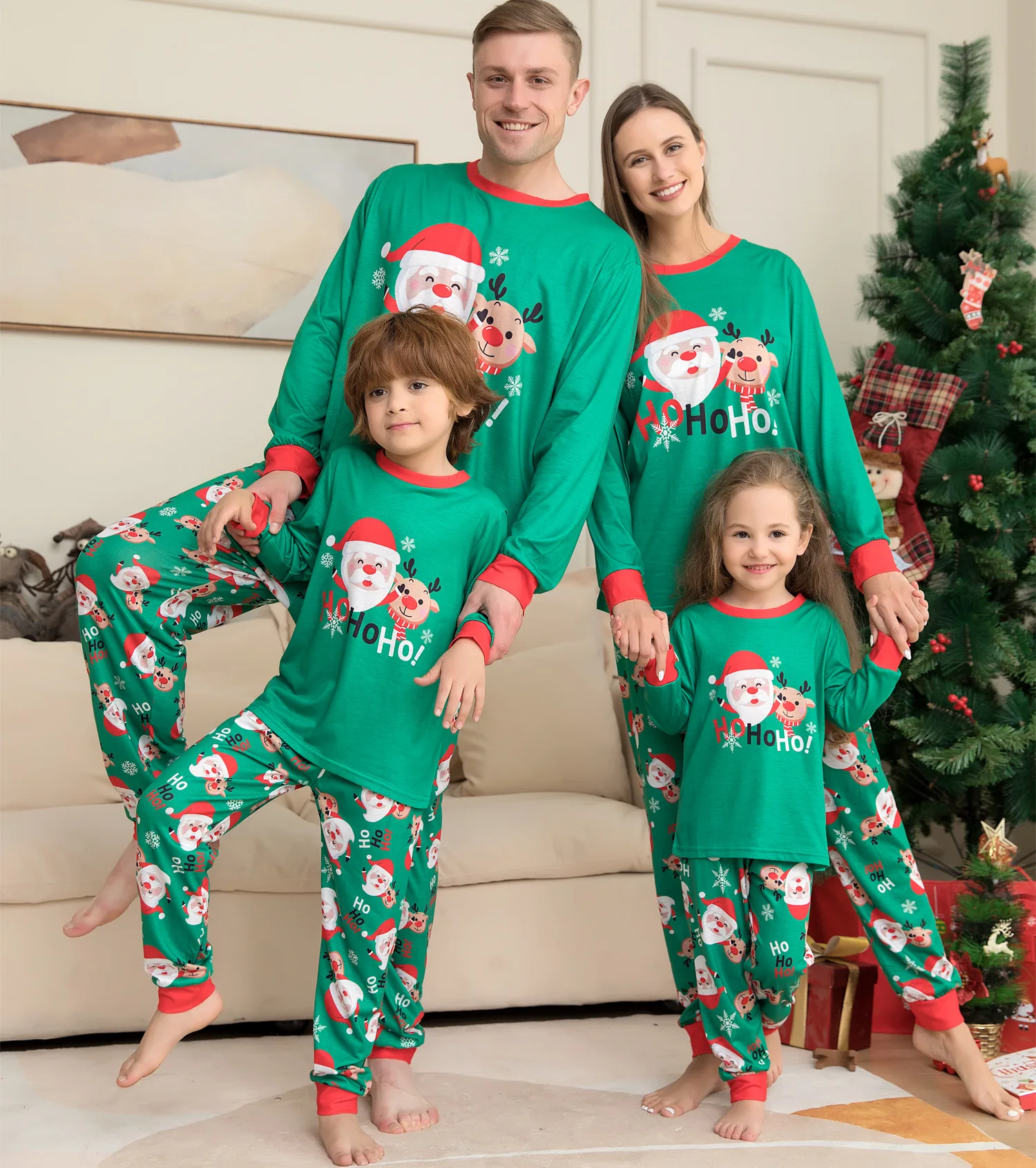 2023 Wholesale Sublimation Xmas Winter Warm Soft Pajamas Set Adult Kids 