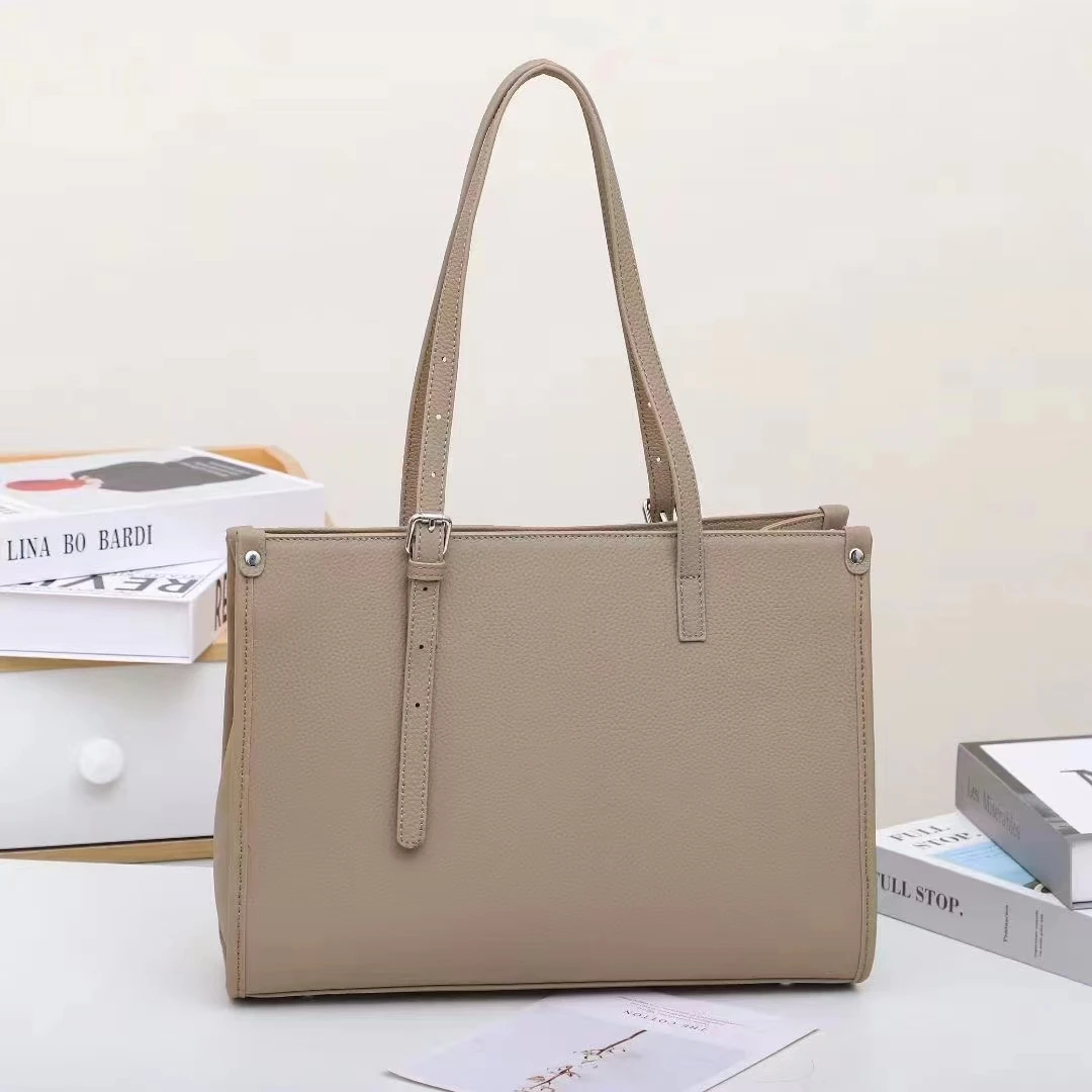 Design Branded Women Vintage Hand Bags Genuine Leather Handle Ladies Plain Bag Full Grain Cow Leather  Tote Bags