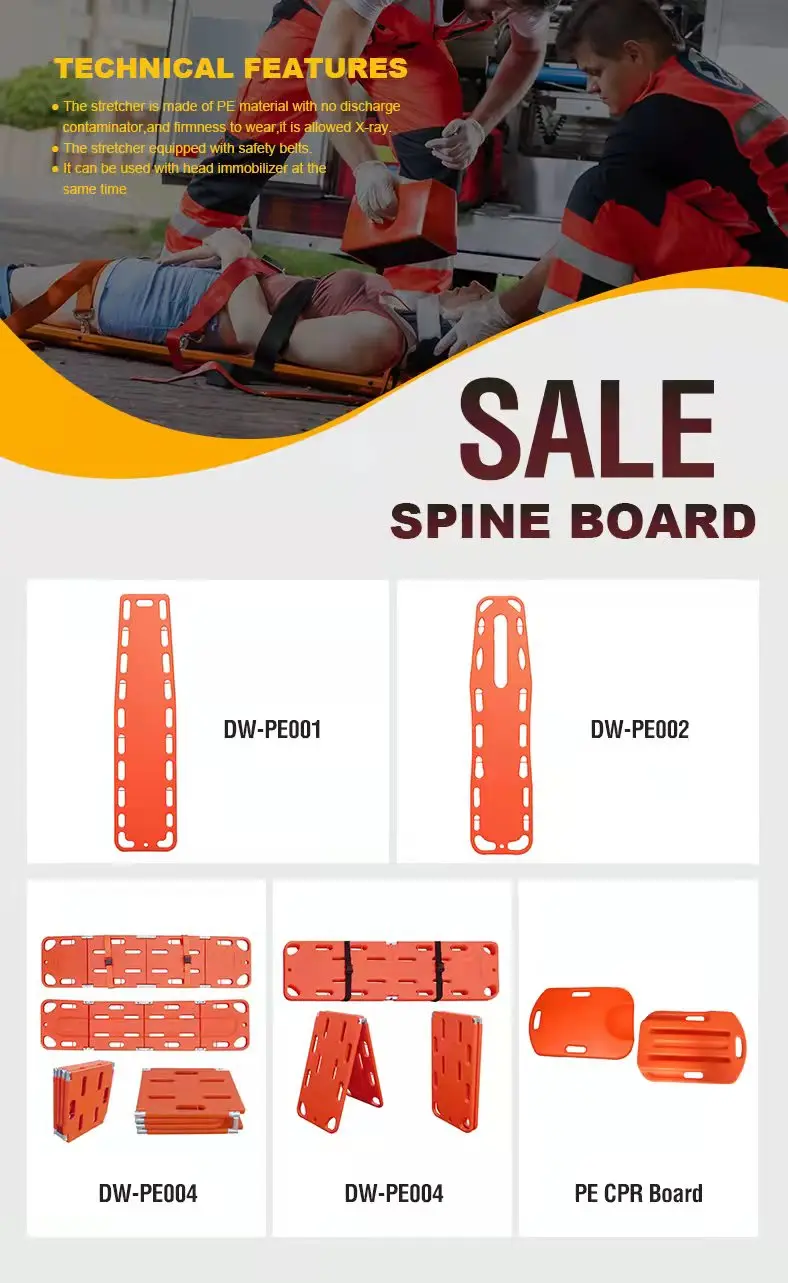 Transfer Plastic Lifeguard Rigid Spinal Spine Board Stretcher With Belt