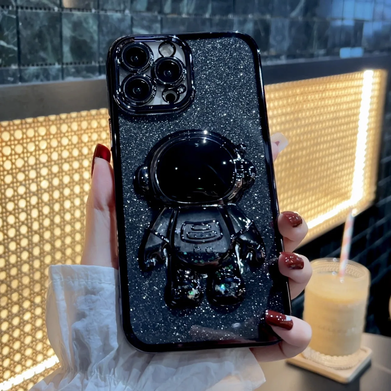 Luxury Plating 3d Glitter Quicksand Astronaut Phone Case For Iphone 11