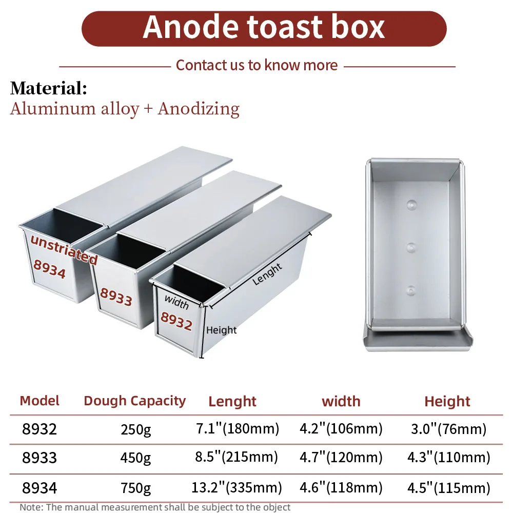 Bakest Small Square Corrugated Aluminum Alloy Toast Bread Box Loaf