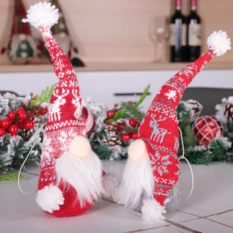 NUOBESTY 2pcs Christmas Swedish Gnome Decorations Handmade Scandinavian Santa Tomte Nordic Sitting Doll Figures Thanks Giving Day Christmas Toy Gift Pink