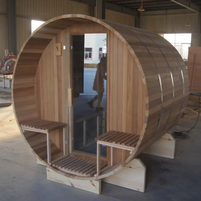Wholesale Canadian Cedar Traditional Infrared Barrel Sauna Outdoor