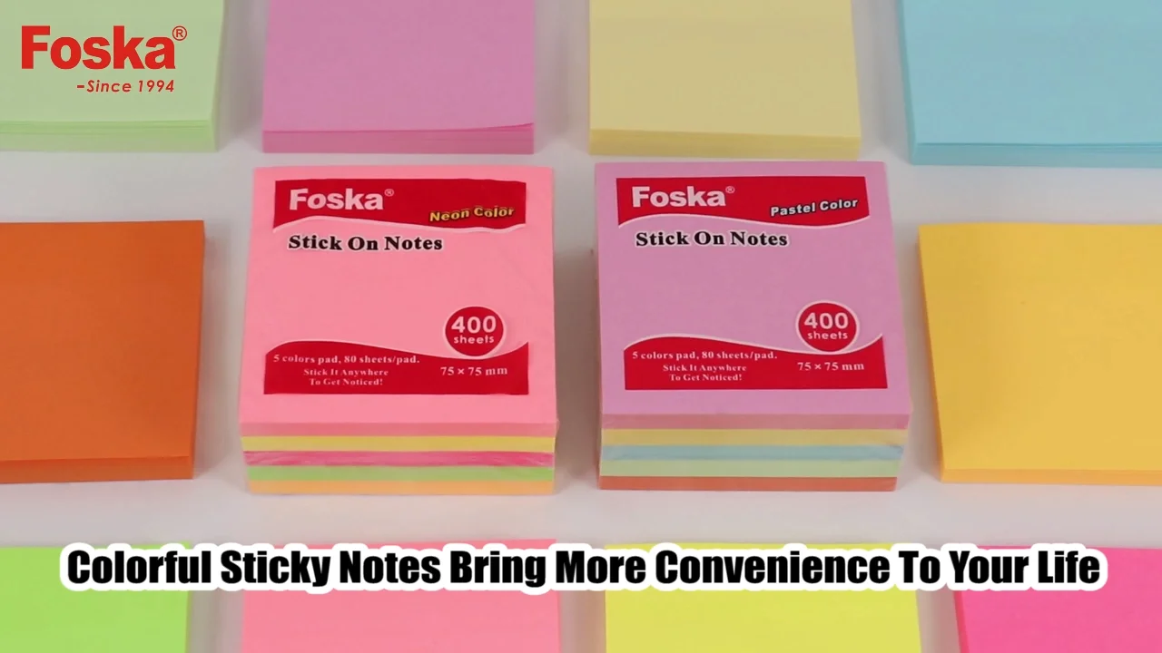 Foska Easy To Peel Mini Sticky Notes 3inch Super Sticky Self-stick ...