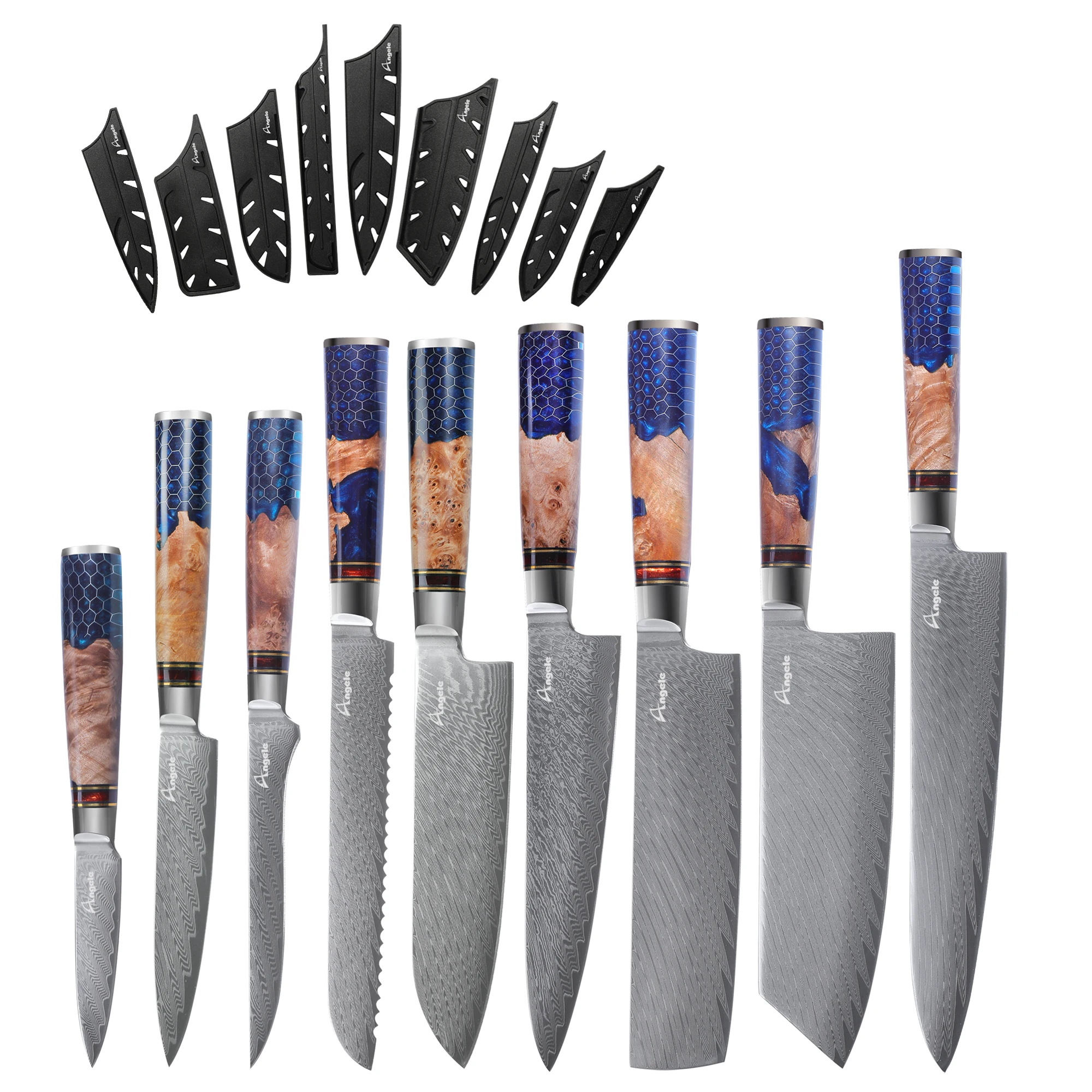 2023 Damascus Knife Set In Japanese Aus10 Steel 67 Layers Chef Knife