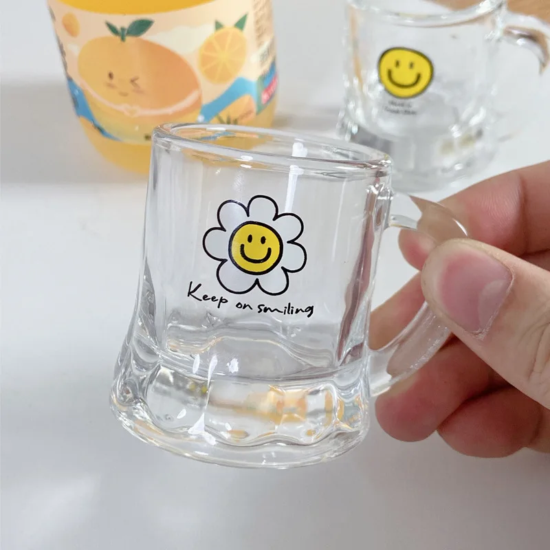 lelyi korean ins glass cup smiley