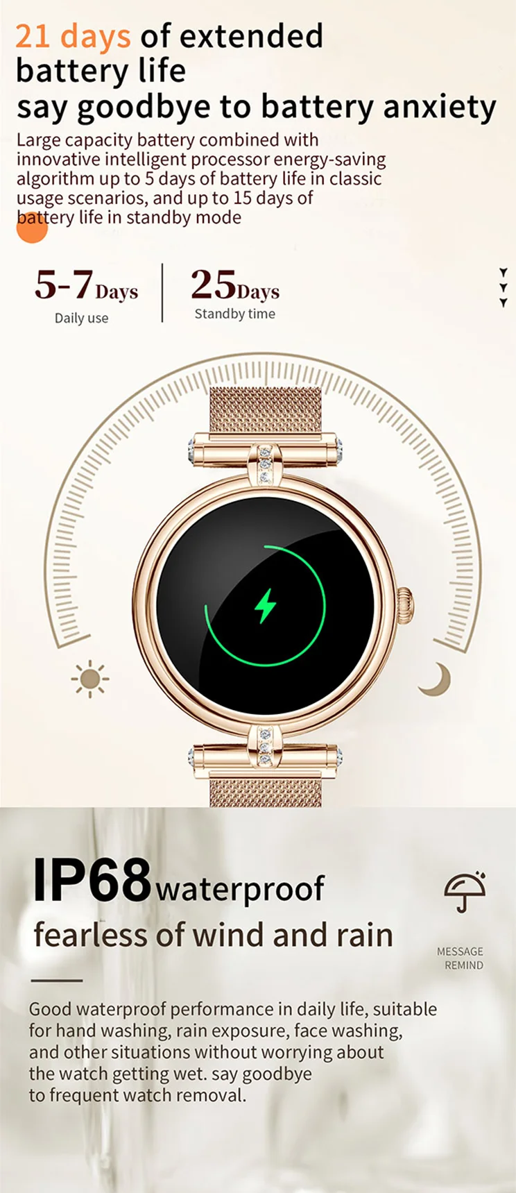 2026 AK62 Ladies Smart Watch 1.09Inch Screen BT Calling Sport Health Monitoring Sleep Tracker Message Reminder Smart Watch