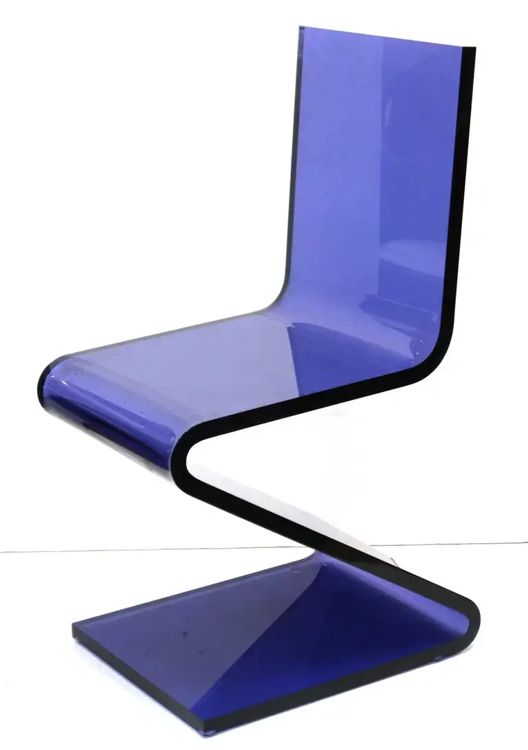 Plexiglass Dinning Table  Chair Modern Cantilever Z Chairs in Blue Lucite Acrylic Z Style Chair