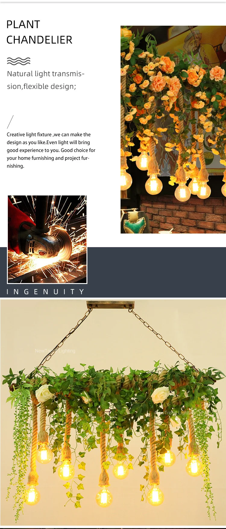 cpl 331 green nature inspired indoor restaurant wedding decoration led chandelier pendant light-1