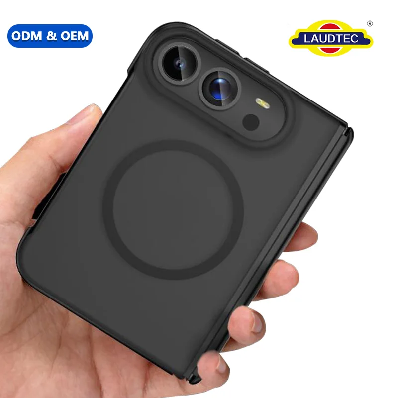OEM for iPhone Duo Magnetic Foldable Phone Case with N52 Magnets Hinge Auto-Rebound Shockproof Frosted Matte