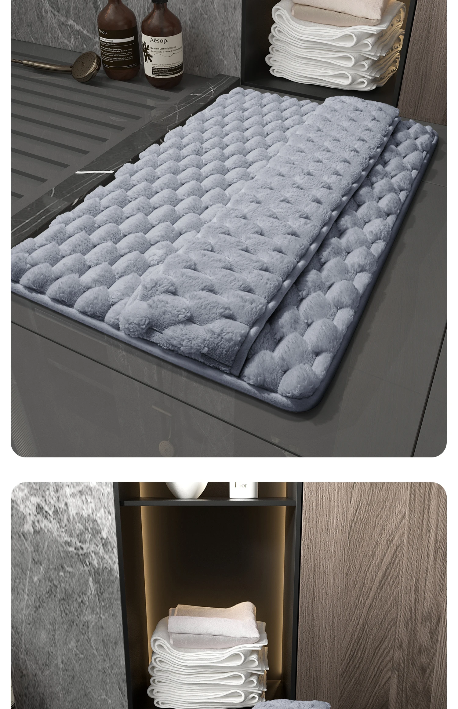 Upgraded thickened memory foam bathroom mat bathroom water-absorbent non-slip foot mat bath wipe foot mat back erasable