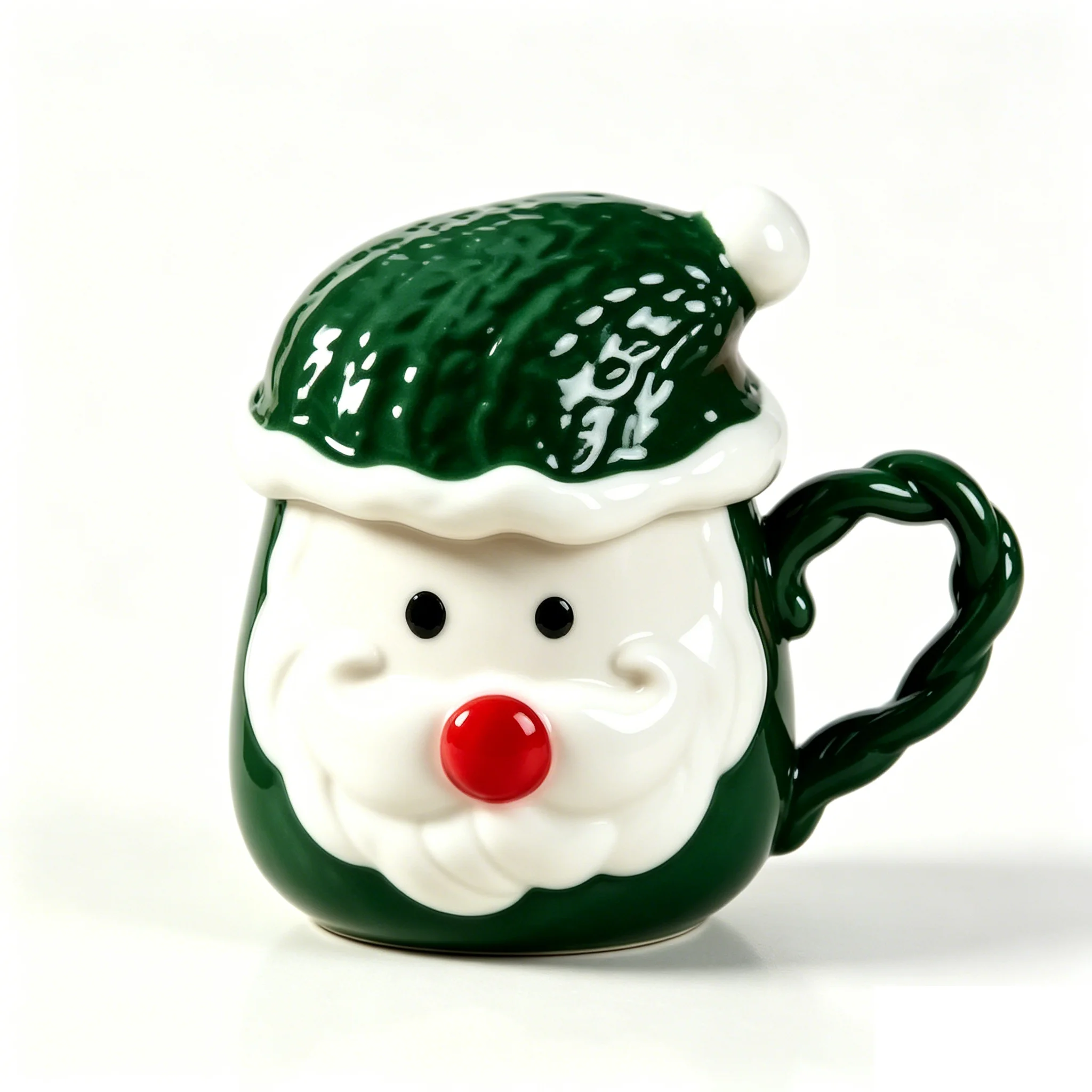 Julmugg i 3D av dolomit med motiv av tomten, porslinsmugg 370 ml, minimalistisk design, mikrovågs- och diskmaskinsäker, gåva inför skolstarten