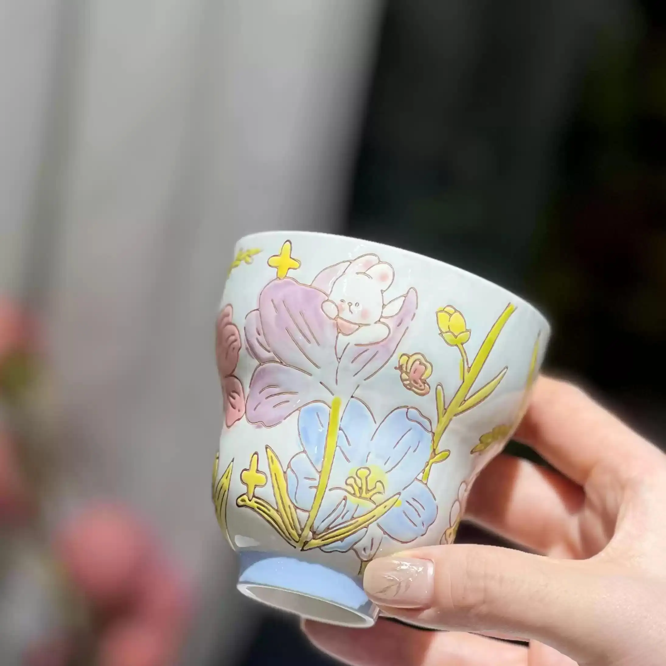 FENN Wholesale Ceramic Mug Custom Hand-Painted Animal Relief Design Eco-Friendly for Milk Coffee Business Gifts Cute Tea Cup